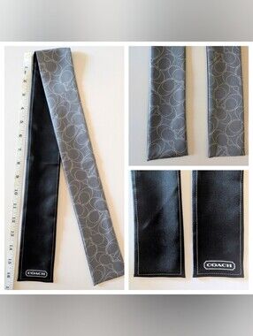 NWOT Coach 100% Silk Twilly Skinny Scarf | Black Grey White Signature C Monogram
